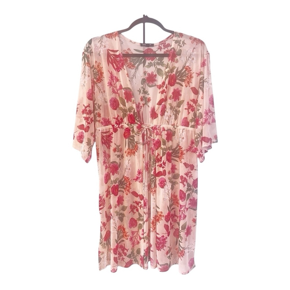 Sheer Floral Kimono Cover Up size 2X